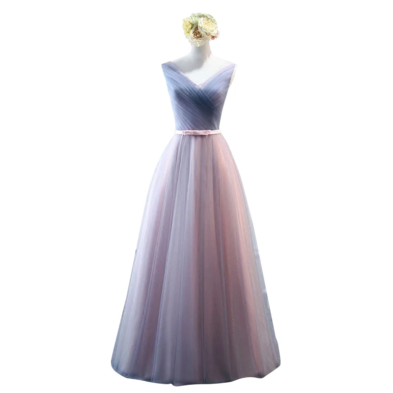Beauty Emily Lace Pink Evening Dresses 2019 Long New V-Neck Floor Length Chiffon Lace Special Occasion Dresses