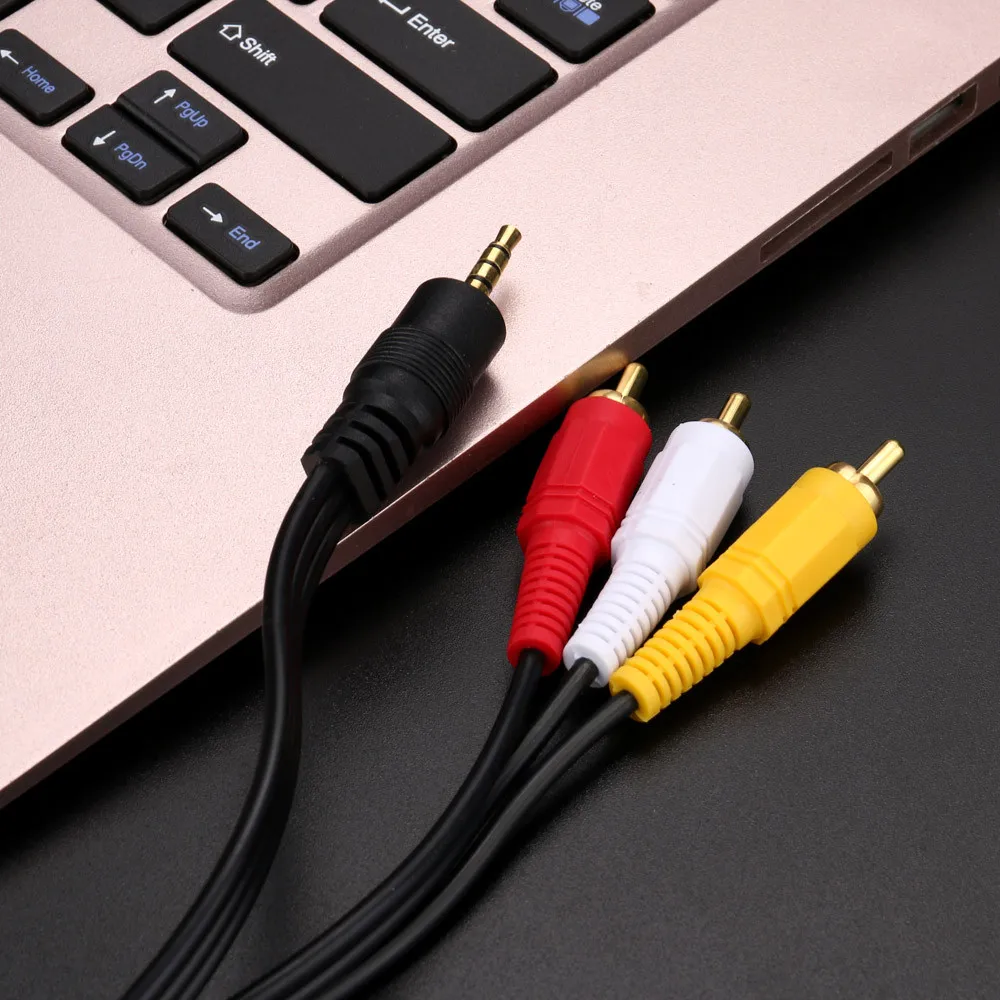 New 3.5mm Jack Plug to 3 RCA Male Cable AV Stereo Audio Video Adapter