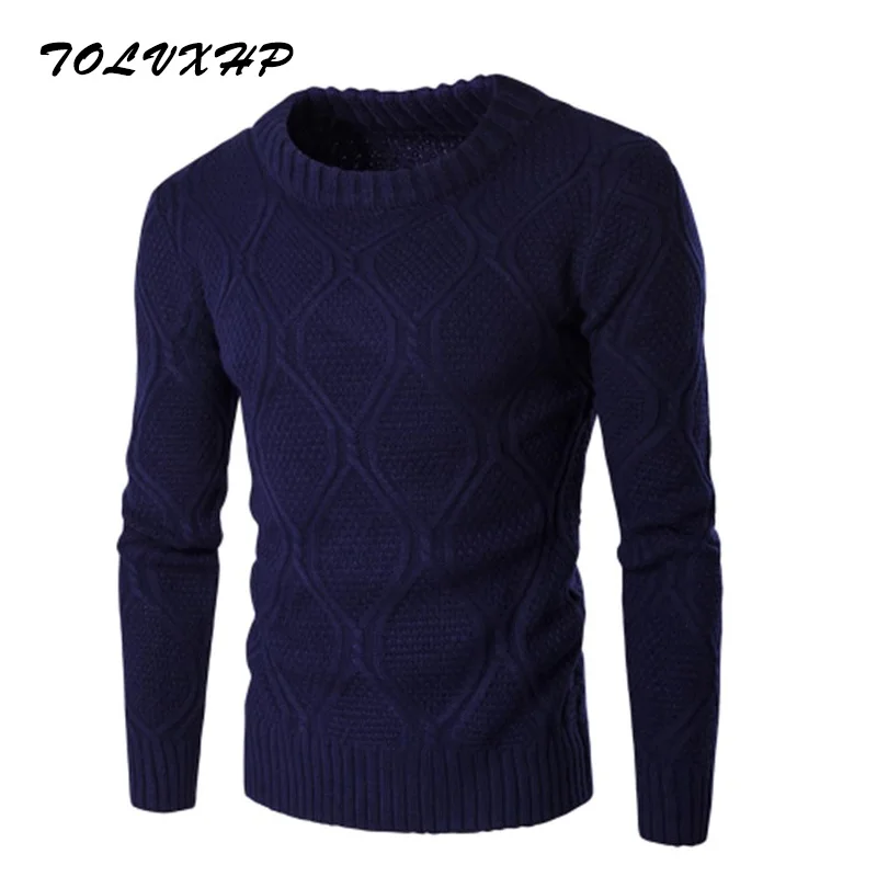 TOLVXHP 2017 Fashion Brand Clothing Men Sweater Large Lattice O Neck