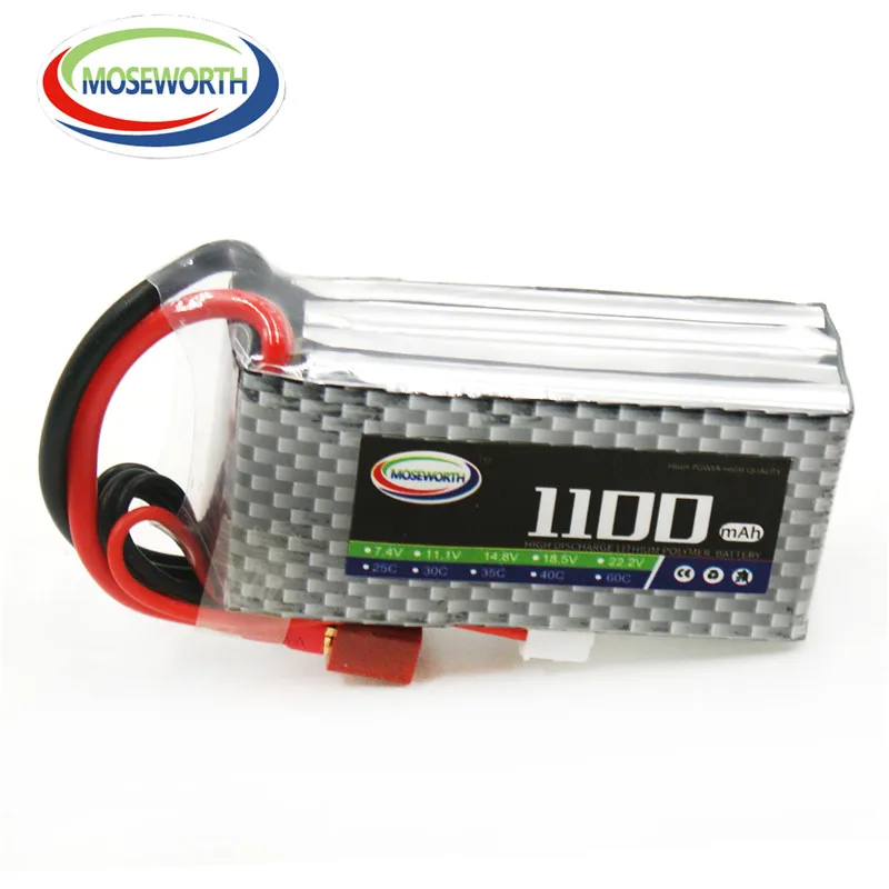

2PCS RC LiPo Battery 4S 14.8v 1100mAh 30C for RC Airplane Helicopter Quadcopter Li-Polymer Batteria 4s MOSEWORTH