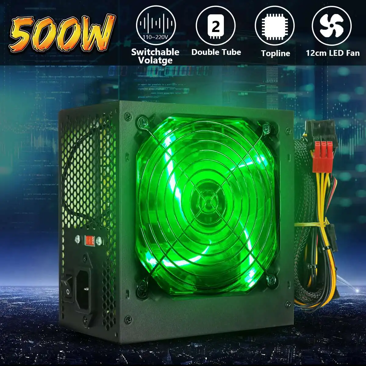 Ceny Max 500W zasilacz 120mm wiatrak led 24 Pin PCI SATA ATX 12V PC zasilacz do komputera na komputer stacjonarny komputer do gier