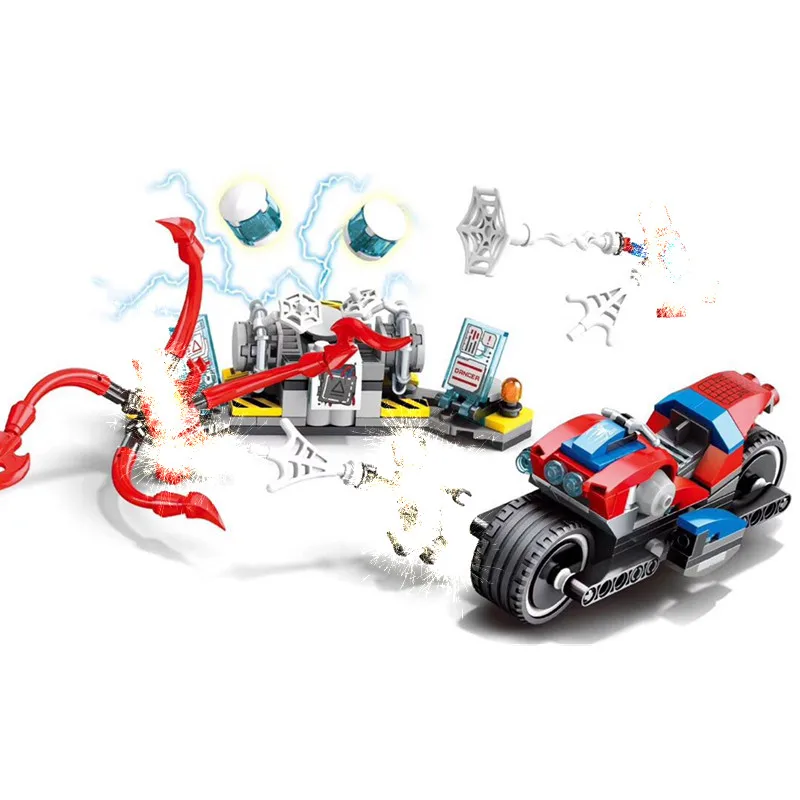 

Marvel Avengers Super Heroes Spider-Man Bike Rescue Set Building Blocks Brick Toys For Children Compatible With 76113