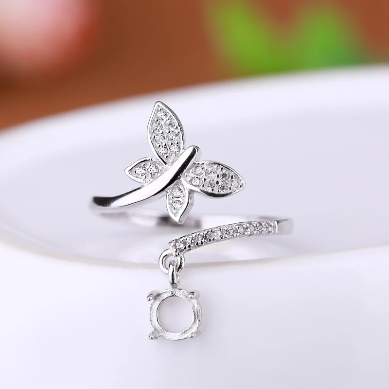 

925 Sterling Silver 5x5mm Round Cabochon Semi Mount Ring for Women Engagement Wedding Ring Setting DIY Stone