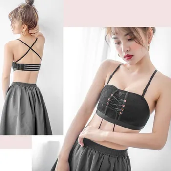 

Fashion Girls One-piece Drawstring Padded Push-up Bras Lace Beautiful Back 1/2 Cup For Women Wire free Lingeries Ladies