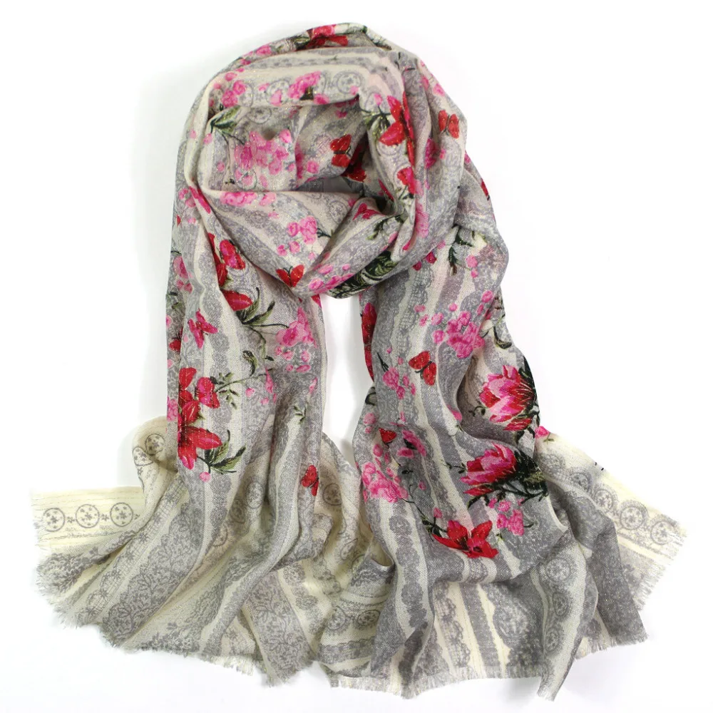 Sciarpa Donna Morbida Stampa Paisley | Scialle Pastello 190x65 Cm, Lavabile A Mano - Foto 5