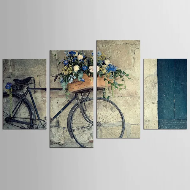 4 Pieces Canvas Painting Vintage Home Decor Print Retro Bike Canvas ... 4 Pieces Canvas Painting Vintage Home Decor Print Retro Bike Canvas ...