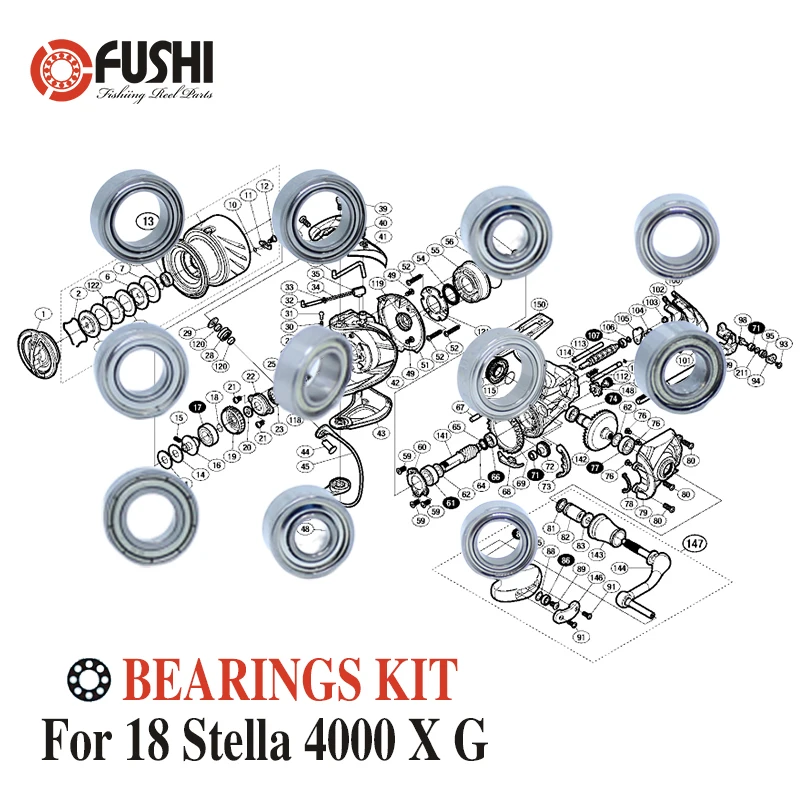 Fishing Reel Stainless Steel Ball Bearings Kit For Shimano 14 Stella 3000 HG 4000 4000 X G Spinning reels Bearing Kits