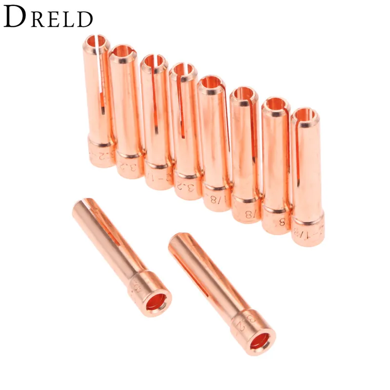 DRELD 10 шт. 1/8 &quot3 2 мм 10N25S короткие цанговые наконечники для PTA DB SR WP 17 18 26 TIG сварочный