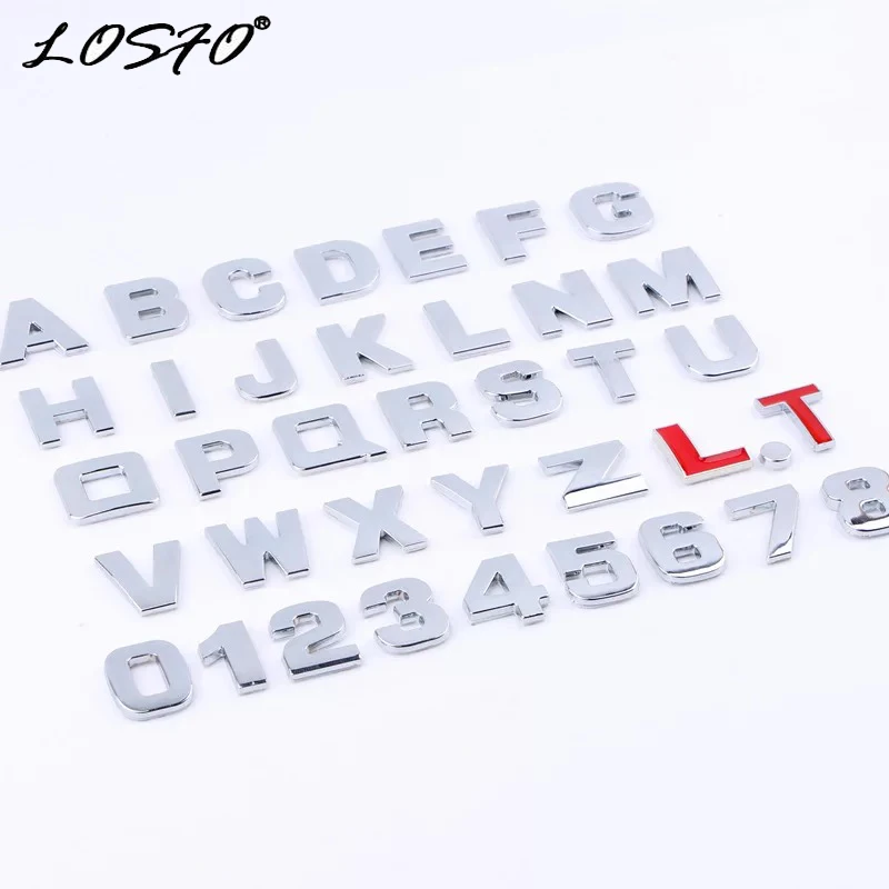 

Car styling 25mm Personalized 3D Metal Arab Number/English Letter Digital car stickers DIY Word Badge Logo decoration stickers