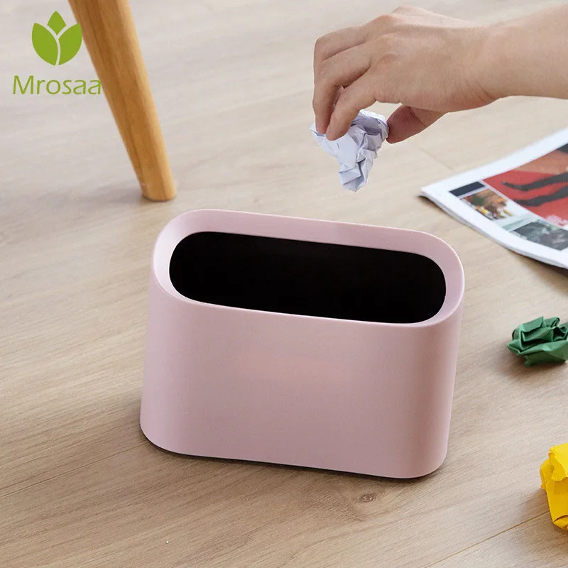 

New Mini Waste Bins Table Desktop Garbage Basket Home Office Shaking Trash Can Desks Storage Box Dustbins Sundries Storage Boxes