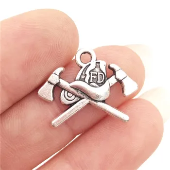 

BULK 30pcs Zinc Alloy Fire Department Firefighter Axe Charm for DIY Jewelry Making 20*15mm 1.3g