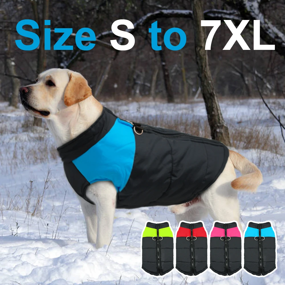 Clothes for Large Dogs Waterproof Dog Vest Jacket Winter Nylon Dogs ...