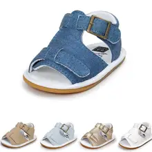 Новые крутые летние детские сандалии из искусственной кожи детские мокасины с твердой нескользящей подошвой для малышей