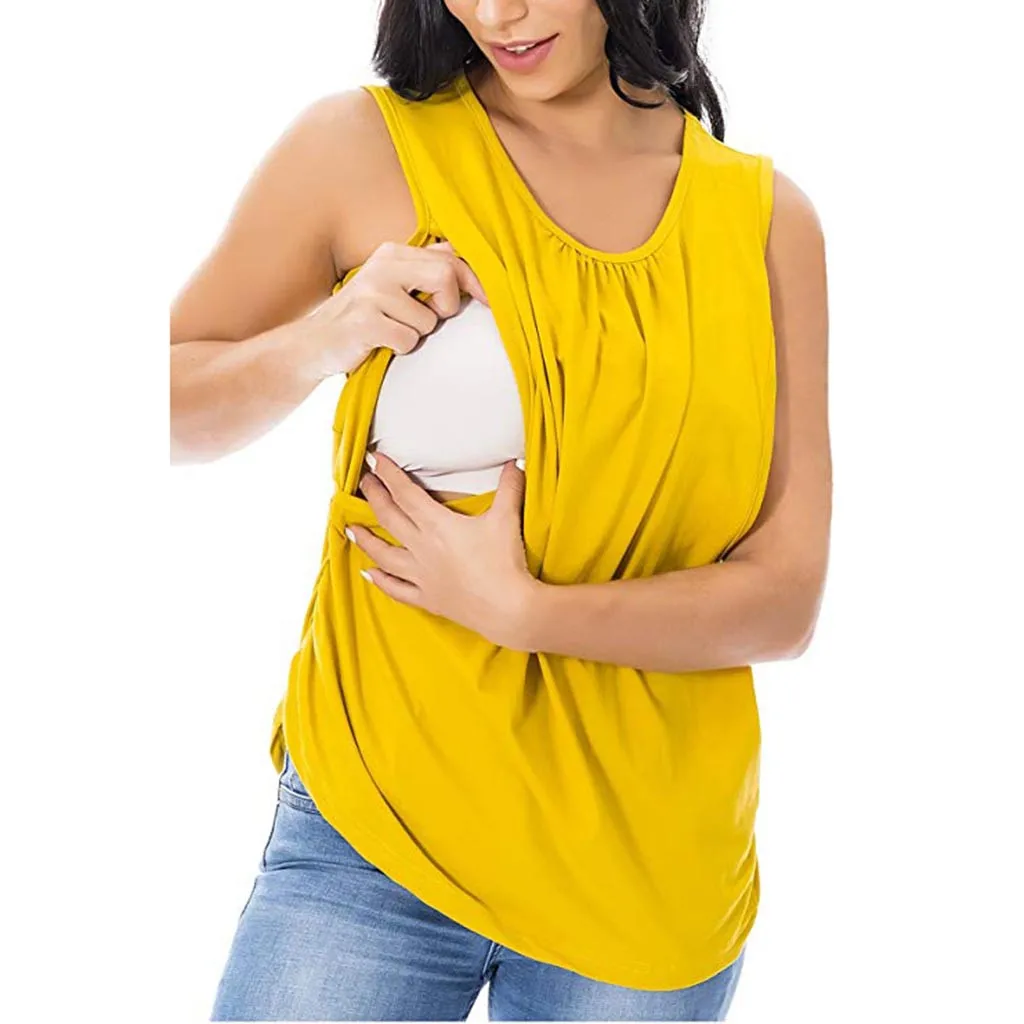 Женская майка на бретельках для грудного вскармливания(желтая - Цвет: XXL