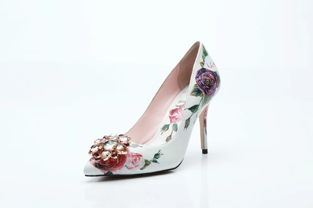 Strass Imprimer As as Populaire Mariage Beertola Talons Zapatos Mujer 3d Pompes Slip Fleur Sur De Chaussures Femmes Picture 10cm Fête 6cm Bout Pointu Rose x44S0p