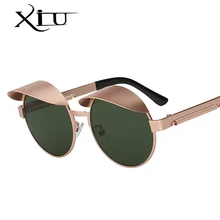 XIU кепки стильные круглые солнцезащитные очки для мужчин и женщин брендовые дизайнерские Винтажные Солнцезащитные очки стимпанк Металл высокое качество винтажные очки UV400