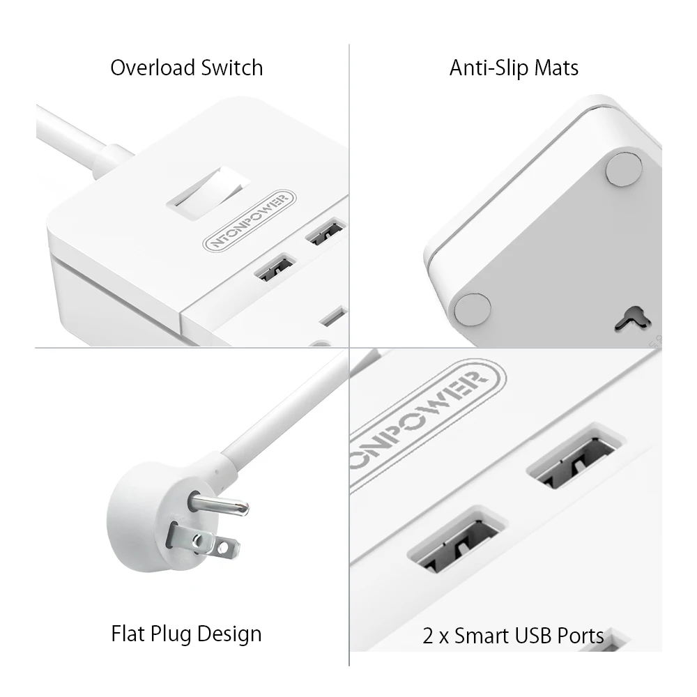 NTON POWER USB удлинитель питания защита розетки от скачков напряжения 6 AC 2 порт с