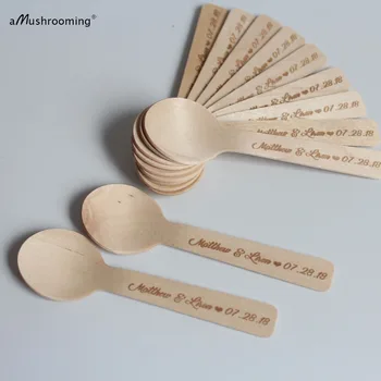 

Bridal Shower & Wedding Favors, Engraved Wooden MINI Spoon, Personalized Desert Spoon, Ice Cream Spoons
