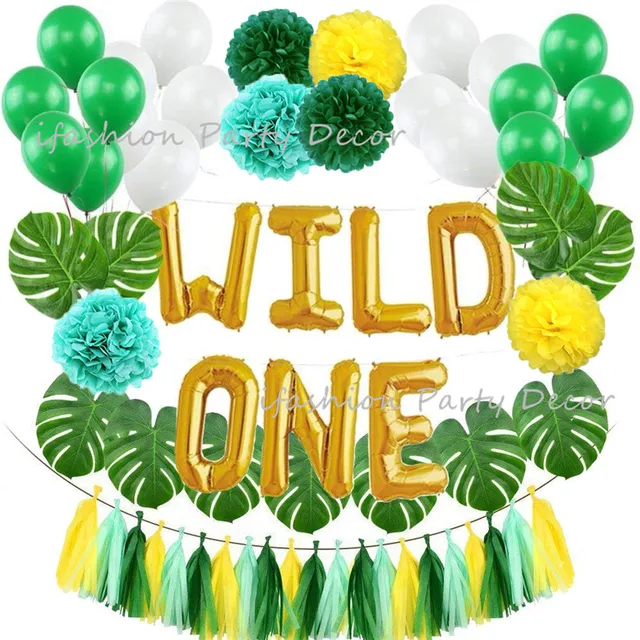 Wild One Kids First Birthday Balloons Artificial Tropical Palm