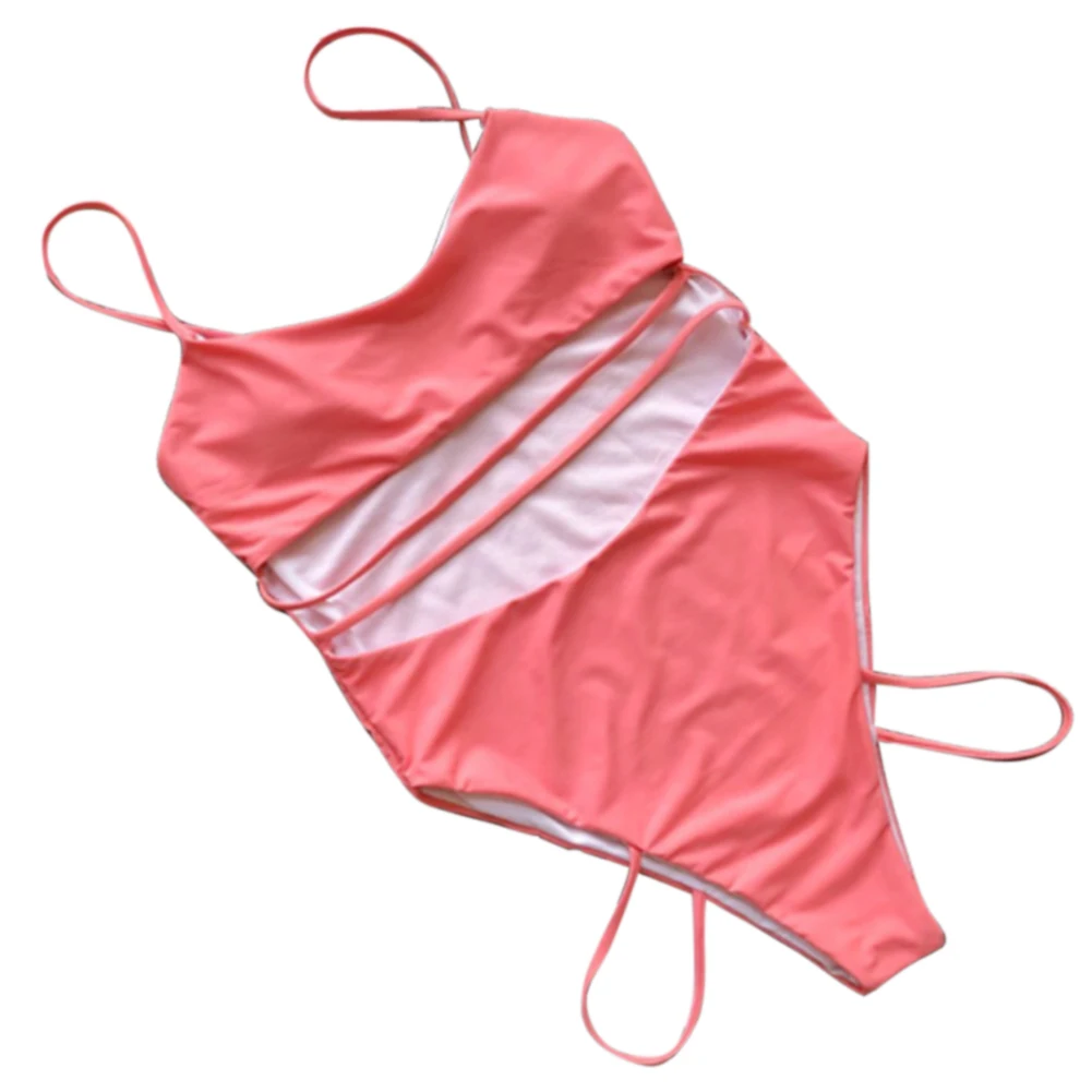 

Solid One Piece Swimming Gift Sexy Padded Women Bikini Cut Out Swimsuit Bandage High Waist Soft Beach Fashion