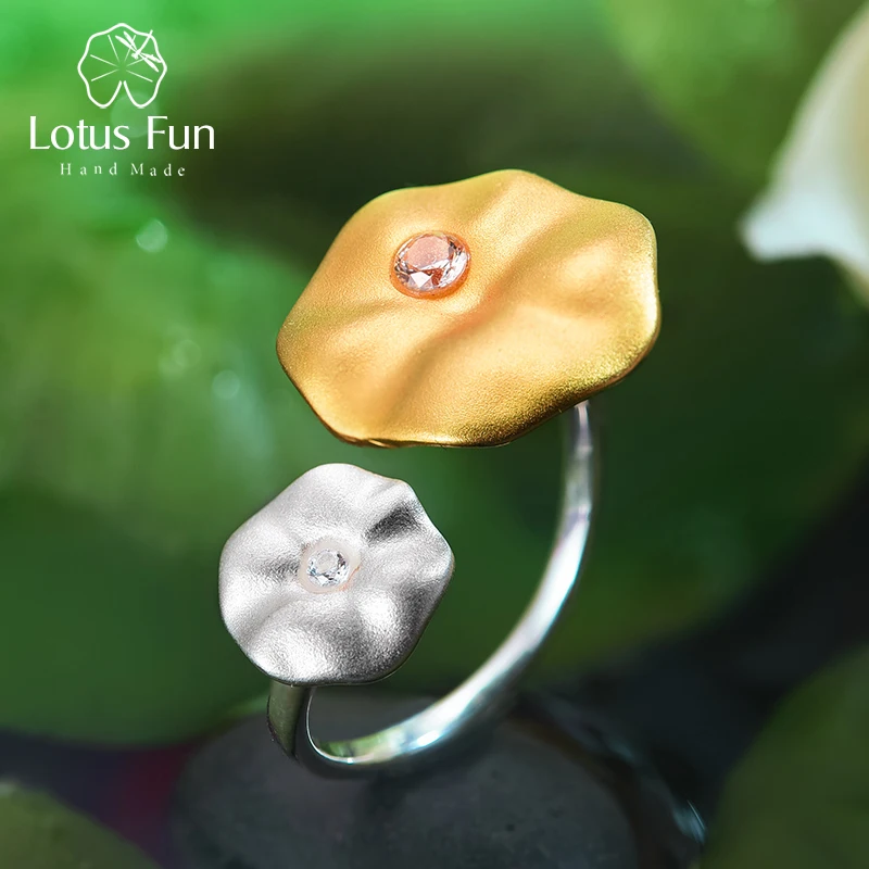 Lotus Fun Real 925 Sterling Silver Natural Gemstone Handmade Designer Fine Jewelry Morning Dew on Lotus Leaves Rings for Women Lotus Fun Real 925 Sterling Silver Natural Gemstone Handmade Designer Fine Jewelry Morning Dew on Lotus Leaves Rings for Women