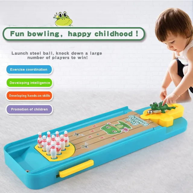 US $8.60 High Quality Cartoon Frog Bowling Balls Pins Table Set Shooting Game Sports Party Entertainment Equ