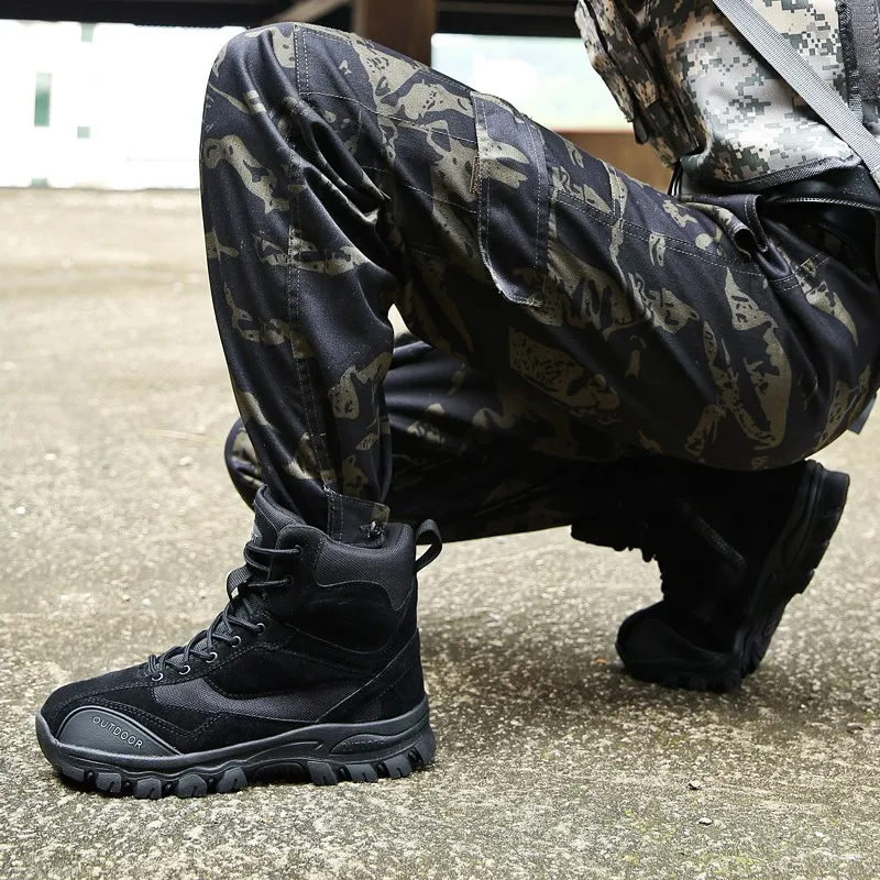 Осенне-зимние военные тактические ботинки для мужчин, кожаные уличные мужские ботинки с круглым носком, повседневная альпинистская походная обувь размера плюс 39-47