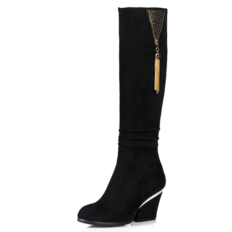 ENMAYLA/Новые модные сапоги до колена женские сапоги на платформе и высоком каблуке Женская обувь женские осенне-зимние сапоги с круглым носком