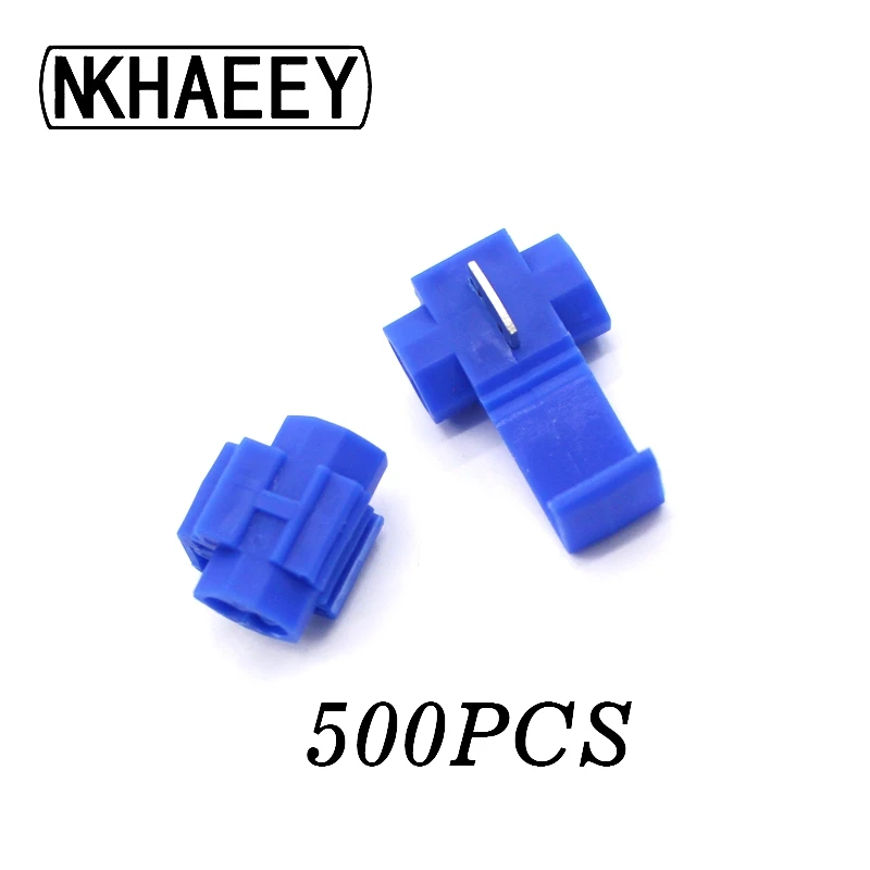 

500PCS Blue Scotch Lock Electric Wire Cable Connector Quick Splice Terminal Crimp Nondestructive Without Breaking Line AWG 18-14