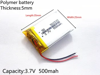 

5pcs (free shipping)Polymer lithium battery 3.7 V, 502535 500mah customized wholesale CE FCC ROHS MSDS quality certification