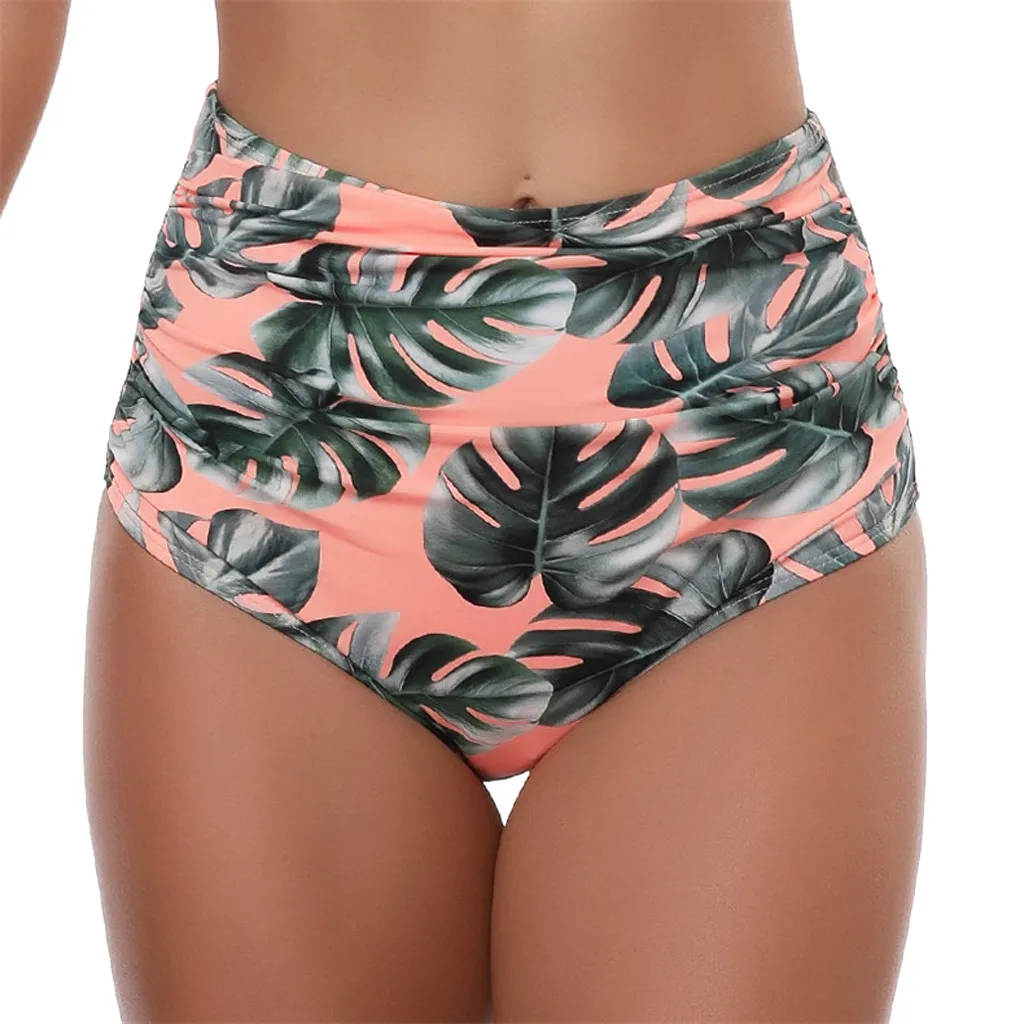 

Women Shorts Sexy Bikini Seaside Pool Fashion Leaf Print High Waist Beach Bikini Leisure Wild Bathing Swimwear Brief Trunks #DY1