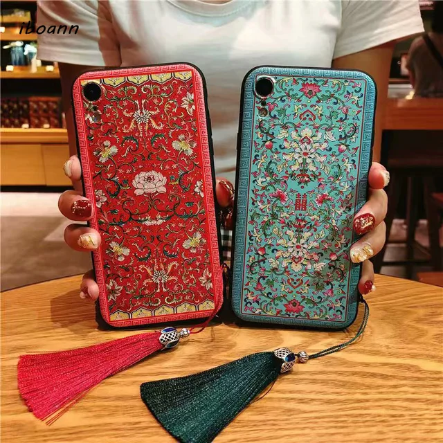 Best Offers iboann relief Lace Roses Flowers chinoiserie palace soft case for iphone XR XS max 5 5s SE 6 6s 6plus 7 8 plus X phone cases
