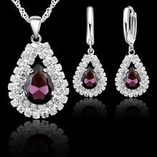Jemmin New Women 925 Sterling Silver Bridal Wedding Jewelry Sets Fine Water Drop Pendants Necklaces Earring Set Accessory