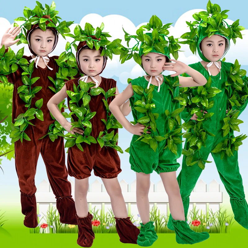 Children's Christmas Stage Performance Costumes Child leaf Festival Tree Costume Kids Lovely Party Clothing tree