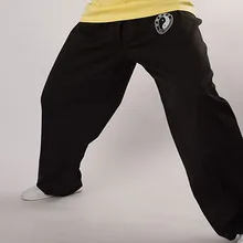 Высокое качество унисекс хлопок Тай Чи тайцзи брюки кунг-фу Боевые искусства брюки тайчи ушу шаровары черный