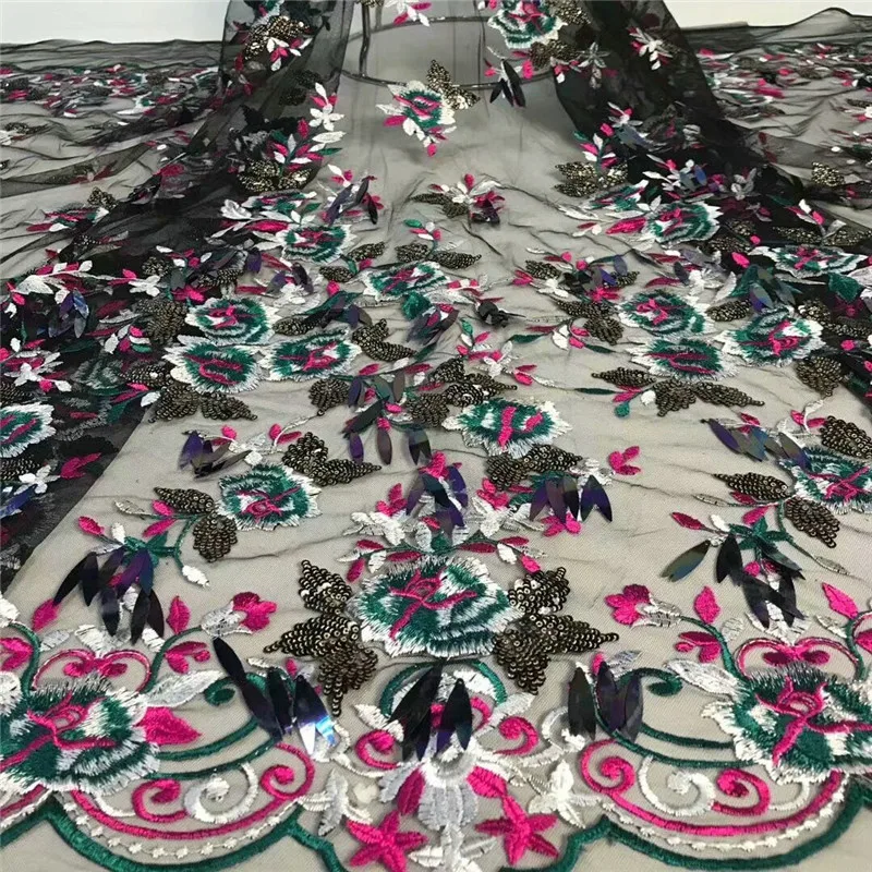 С красивым цветочным рисунком сделано лист ивы форма свадебное платье с блестками ткань ADP128 французский тюль кружево ткань
