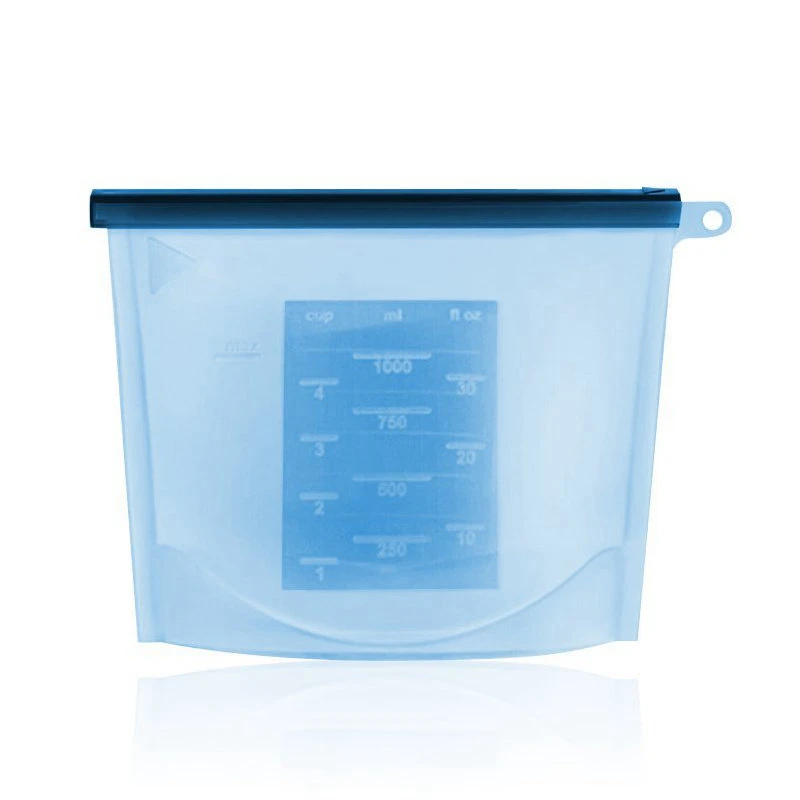 TEENRA 4 шт. силиконовая пищевая свежая сумка пищевая обертка многоразовый вакуумный упаковщик кулинарный мешок пищевой контейнер для холодильника - Цвет: Blue