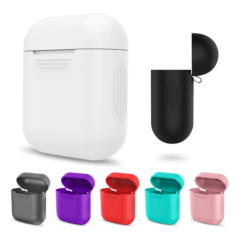 Противоударные силиконовые чехлы для наушников Apple Airpods мягкий чехол простые