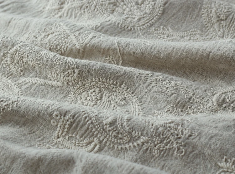 Качественная хлопковая и льняная жаккардовая ткань с вышивкой tissu robe цельное платье одежда telas