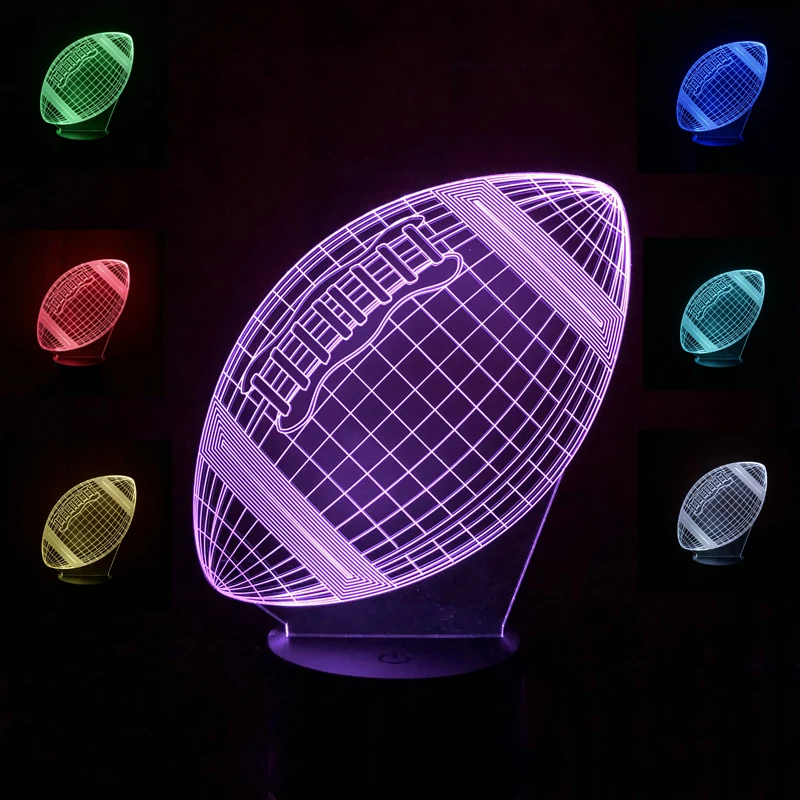 

Novelty Lighting Desk Lamp Football Rugby Night Lights 3D Optical IllusionTable Lamps Colorful Touch Sensor Nightlight Luminaria
