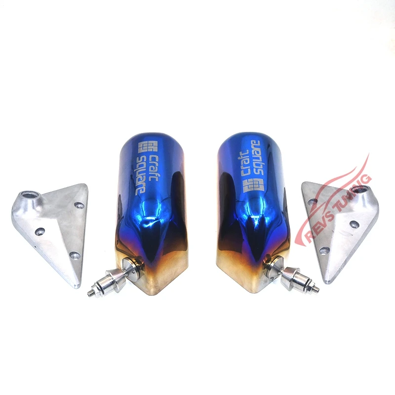 Universal 1Pair F1 Style Blue Burnt Type Steel Cover Car Racing Rearview Side Mirror Rear View Mirror