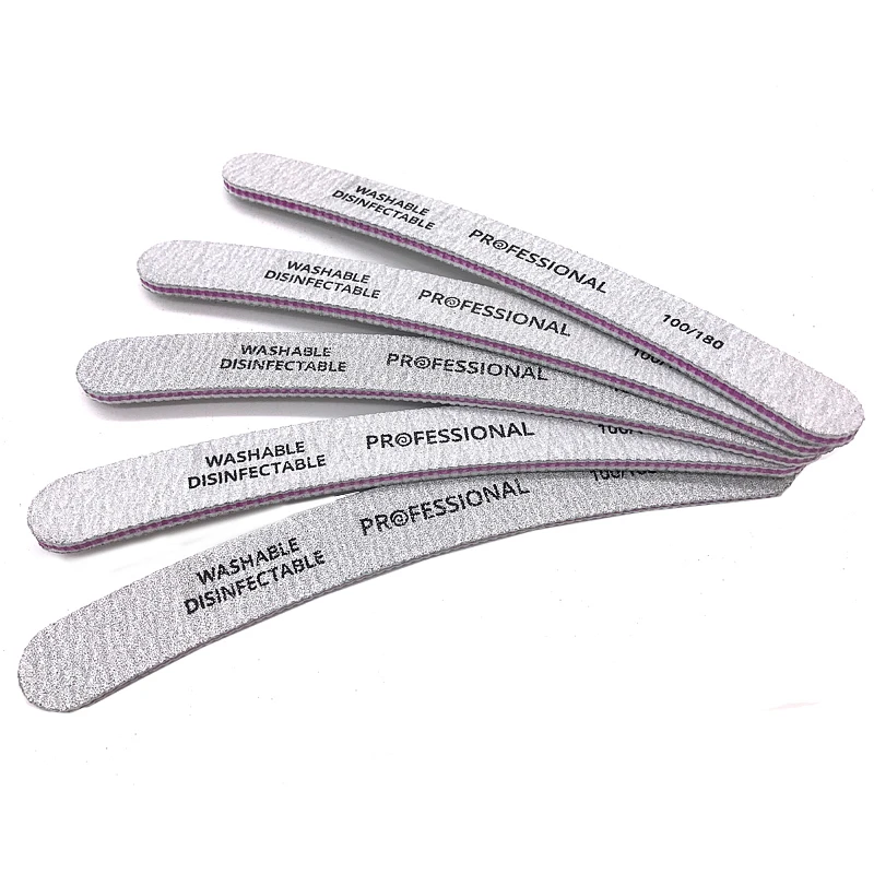 

4pcs Grey Nail File 100/180 Sandpaper Nail Art Double Sided Sanding Buffer Files Salon DIY Nails Manicure UV Gel Tips Tools Lime