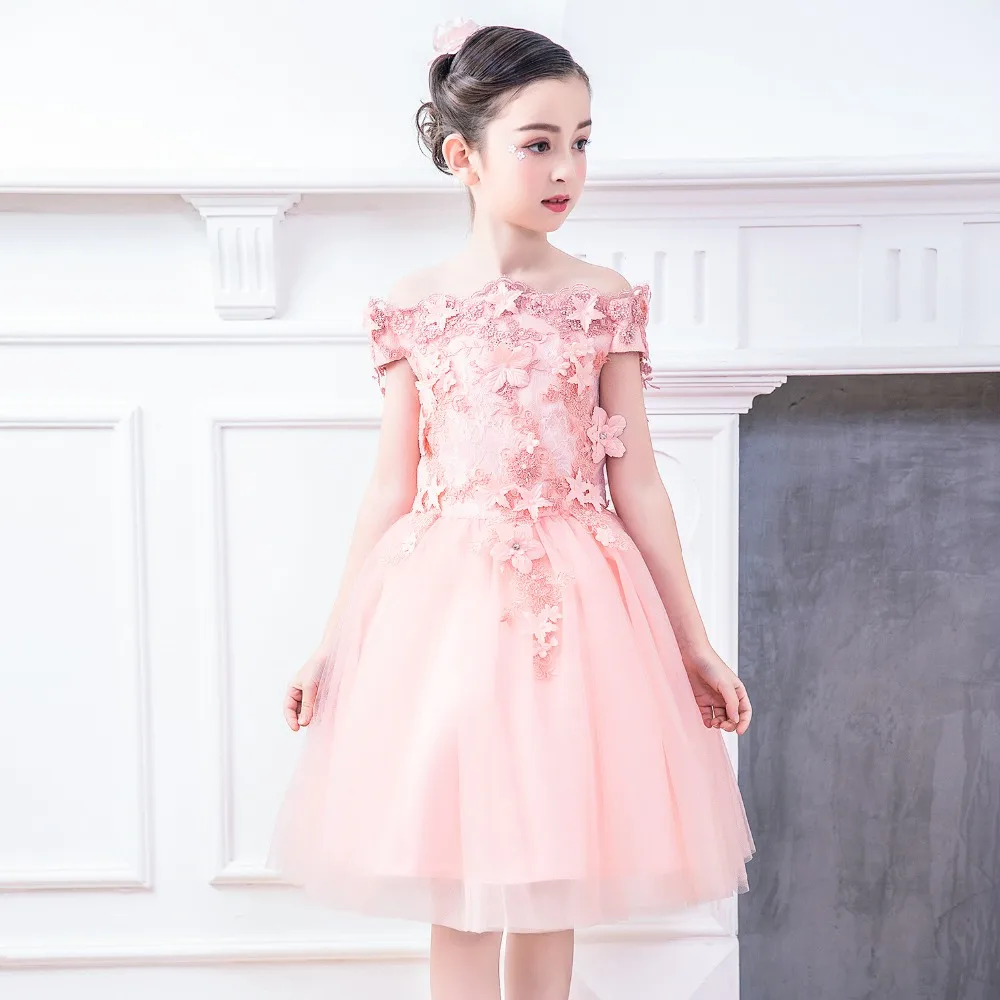 2018 High Quality Handmade Pink Lace Flower Girl Dress for Kids Evening Ball Gown Party Pageant Dresses First Communion | Детская одежда