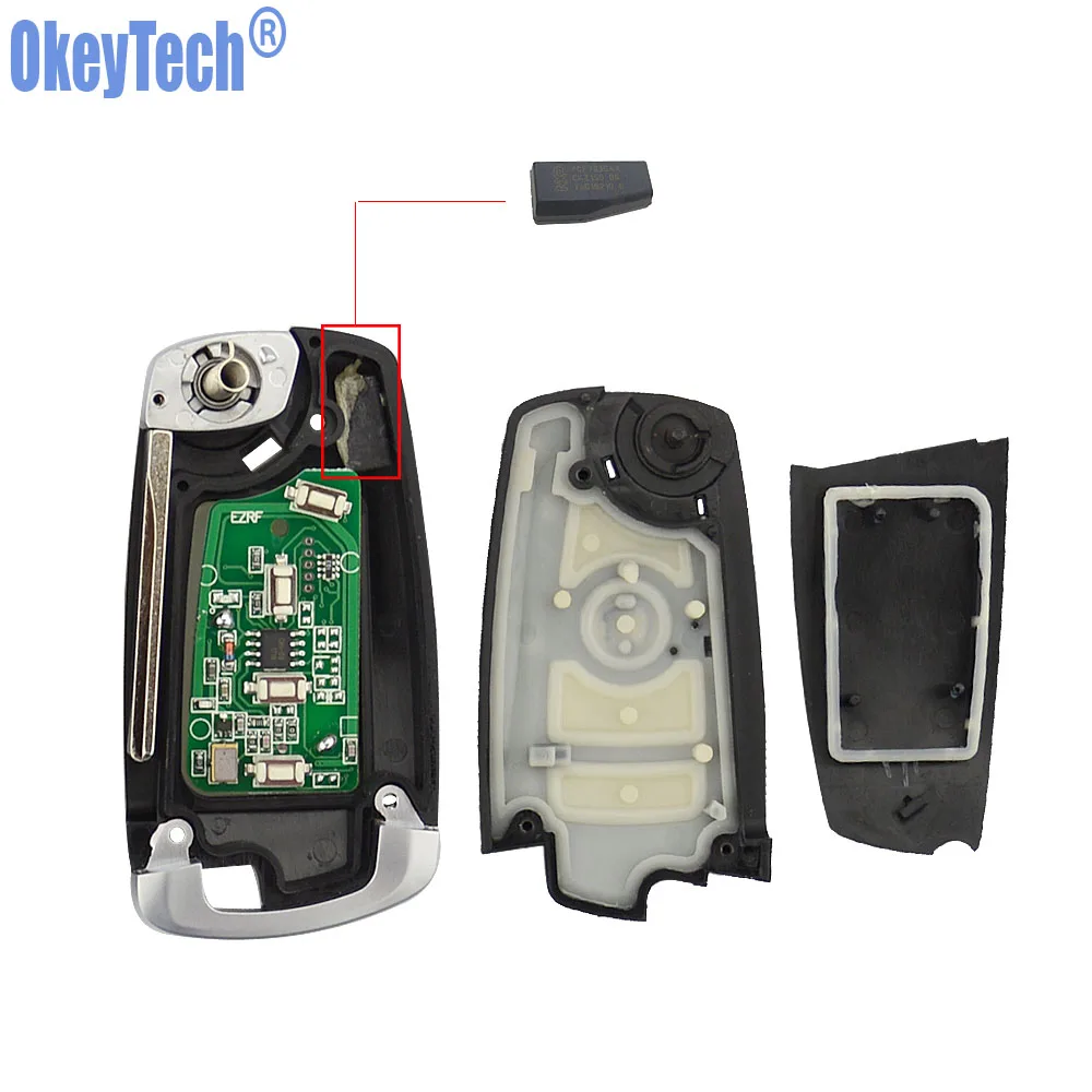 OkeyTech изменение Flip 4 Кнопка 315/433 Мгц дистанционный ключ для BMW EWS 325 330 318 525 530 540 E38 E39 E46 M5 X3 X5 HU92 ID44 PCF7935