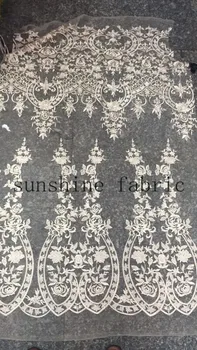 

New design African Lace Fabric For Wedding 2017 Embroidered France mesh Lace Fabrics off white color nigerian Guipure Cord Lace