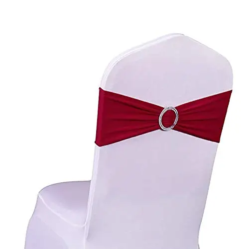 Набор из 50 спандекс эластичные ленты для стульев с пряжкой эластичные украшения для свадьбы в гостиничных залах торжеств события - Цвет: Dark Red