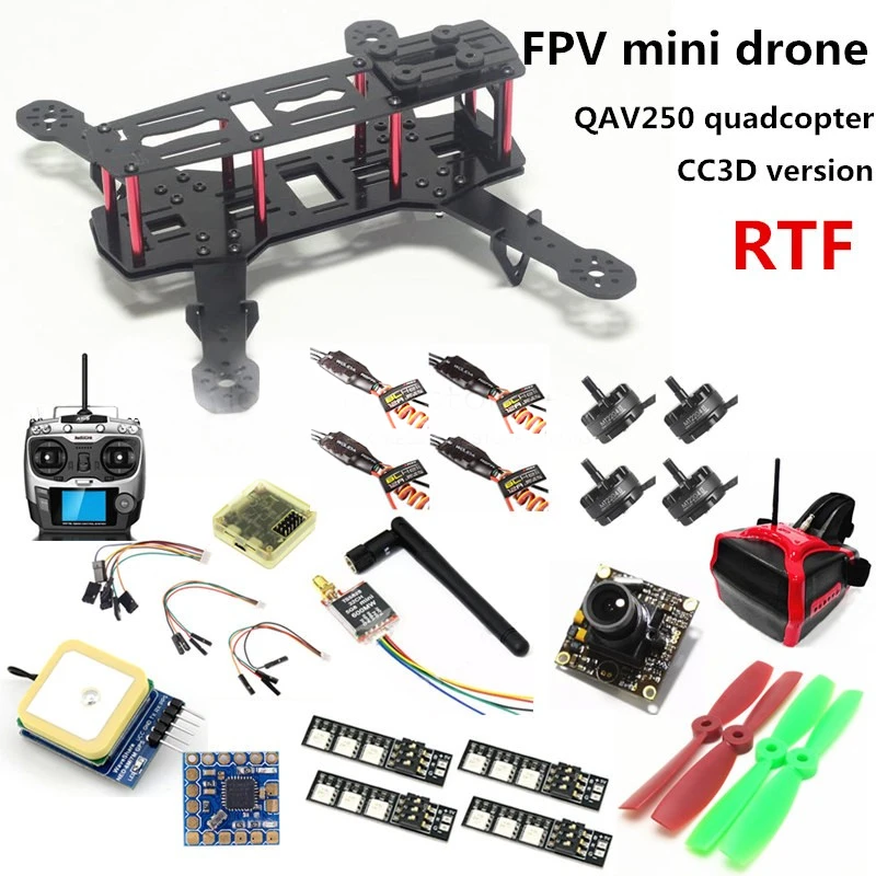 Квадрокоптер DIY mini FPV QAV250 cross racing RTF CC3D + мотор 2204II 2300KV пульт дистанционного