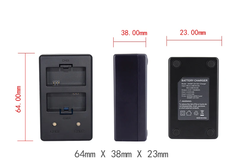 2 шт 1600mAh AHDBT-301 AHDBT-302 аккумуляторная батарея+ светодиодный USB зарядное устройство для AHDBT 301 302 Gopro Hero 3 Hero 3+ Go Pro Hero 3