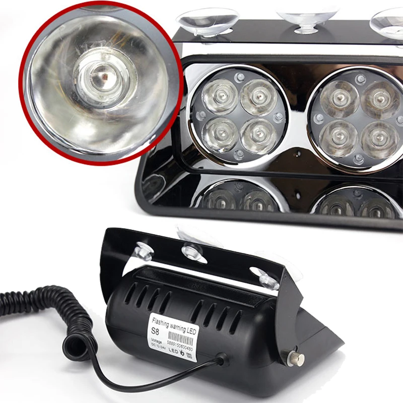 8 LED Blue Strobe Dash Deck Light , Police Windshield visor warning LED dash Strobe Visor Light Red Blue Yellow White car Viper S8 Signal flashing led warning light Police Strobe Flash emergency Lights (5)