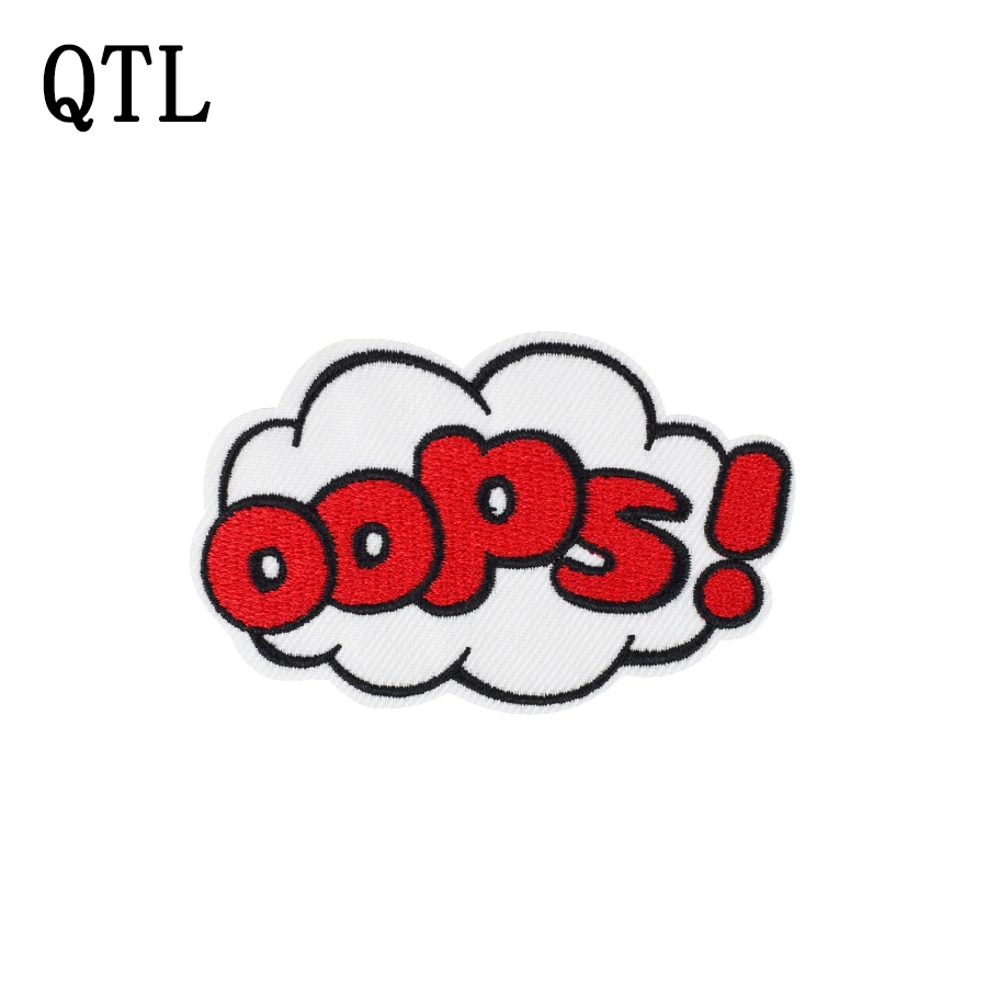 

Sewing Embroidery Patches for Clothing Iron on Applique Pop Text Stripe Patch for Jacket Clothes Accessories Fashion OOPS 5 PCS
